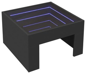 Mesa de centro luzes LED Infinity 50x50x30 cm preto