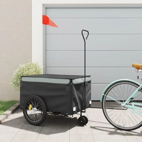 vidaXL Reboque para bicicleta 45 kg ferro preto e cinza