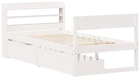 Cama sem colchão 75x190 cm madeira de pinho maciça branco