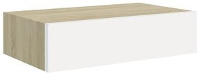 Prateleiras parede + gavetas 2pcs MDF 40x23,5x10cm carv./branco