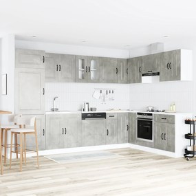 Armário de Cozinha vidaXL "Kalmar" com Pias Duplas em Cinza Concreto M