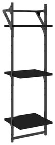 Estante 3 prateleiras parede c/ barras 2 pcs 30x25x100 cm preto