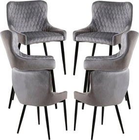 Pack 6 Cadeiras Sanda Veludo - Cinza escuro