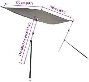 Conj. extensão de toldo em T 170x170x(113-182,5) cm antracite