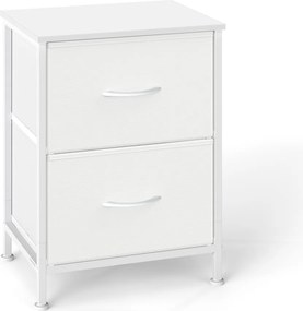 Mesa cabeçeira com 2 gavetas forradas a tecido 30 x 39,6 x 52,2 cm Branca