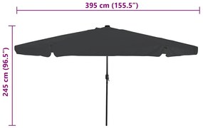 Sombrinha de Jardim com Luzes LED Ø395x245 cm Antracite