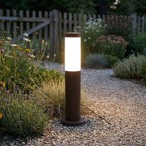 Poste de iluminação exterior castanho ferrugem com opala 45 cm IP44 - Rox