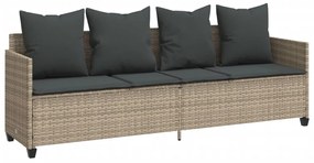 5 pcs conj. sofás jardim c/ almofadões vime PE cinzento-claro