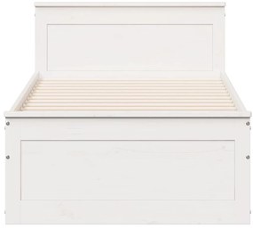 Estrutura de cama s/ colchão e c/ cabeceira pinho maciço branco
