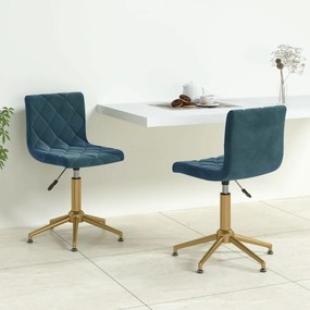 vidaXL Cadeiras de jantar giratórias 2 pcs veludo azul