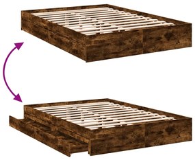 Estrutura de cama c/ gavetas derivados madeira carvalho fumado