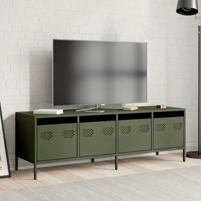 Móvel de TV 135x39x43,5 cm aço laminado a frio verde-azeitona