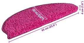 Tapete/carpete para degraus 15 pcs 65x21x4 cm rosa