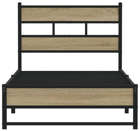 Estrutura de cama sem colchão 80x200 cm metal carvalho sonoma