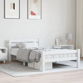 Estrutura de cama 100x200 cm madeira pinho maciço branco