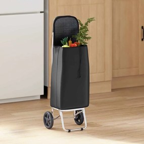 Carrinho de Compras vidaXL com Rodas Preto 35 L