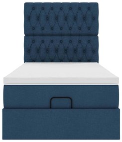 Cama otomana com colchão 100x200 cm tecido azul