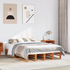 vidaXL Cama sem colchão 140x200 cm madeira pinho maciça castanho-mel