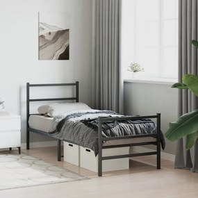 Estrutura de cama com cabeceira e pés 80x200 cm metal preto