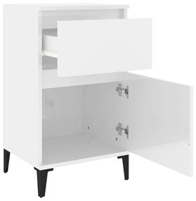 Mesa de cabeceira 40x35x70 cm branco brilhante