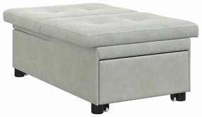 Sofá Cama Design Retrátil 3 em 1 Cinza Claro Veludo