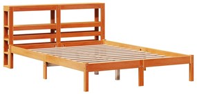 Estrutura cama c/ cabeceira 150x200cm pinho maciço castanho-mel