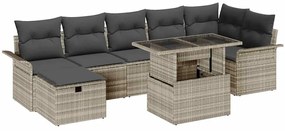 vidaXL Conjunto de Sofás de Jardim com Almofadas em Polirattan de 8 Peças Bege