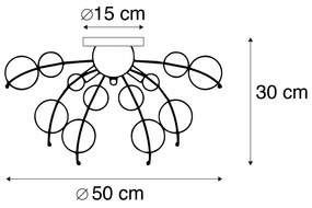 Candeeiro de tecto preto com vidro fumê 50 cm 4 luzes - Explode Design