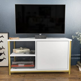 Móvel TV Muskegon – Dourado e Branco – 89,6 x 35,3 x 50,8 cm