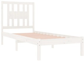 Estrutura de cama solteiro 90x190 cm madeira maciça branco