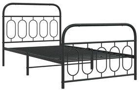 Estrutura de cama com cabeceira e pés 107x203 cm metal preto