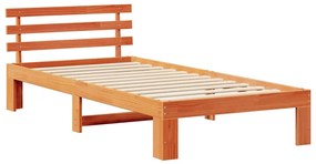 Estrutura de Cama de Madeira de Pinho Castanho Encerado