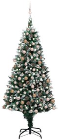 vidaXL Árvore Natal artificial pré-iluminada c/ bolas e pinhas 240 cm
