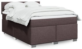vidaXL Cama com molas/colchão 160x200 cm tecido castanho-escuro