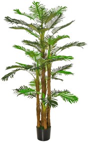 HOMCOM Palmeira Artificial 1,85 m Árvore Artificial Tronco Galhos Musgo Líquen Folhas Grande Realismo Vaso Incluso | Aosom Portugal