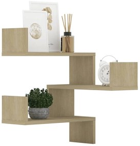 Estantes canto p/ parede 2pcs derivados de madeira carv. sonoma