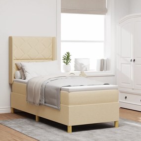Cama Box Spring com Colchão Creme 80x200 cm Tecido