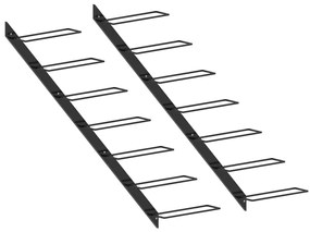 Garrafeiras de parede para 14 garrafas 2 pcs metal preto