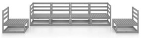 6 pcs conjunto lounge de jardim pinho maciço cinzento
