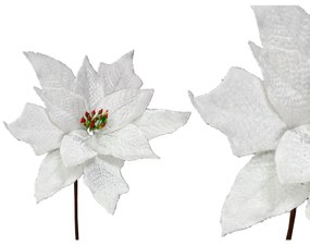 Flor Poinsettia Tecido Branca 28CM