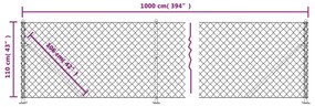 Cerca de arame com flange 1,1x10 m antracite