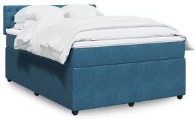 vidaXL Cama com molas/colchão 160x200 cm veludo azul