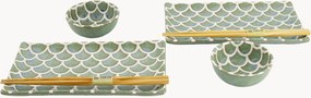 Conjunto de loiça de sushi em porcelana Mermaid, 2 pessoas, conjunto de 6