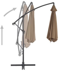 Guarda-sol cantilever c/ poste alumínio 300cm cinza-acastanhado