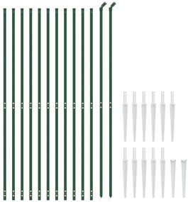 Cerca de malha de arame com estacas de fixação 1,4x25 m verde