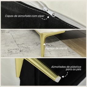 Poltrona de Sala Estofada em Veludo Acolchoamento Espesso Assento Amplo Apoio de Braços Almofada 81x77x81 cm Creme