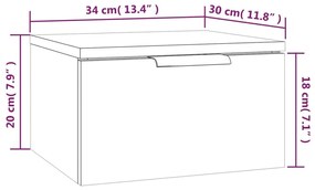 Mesa de cabeceira de parede 34x30x20 cm cor carvalho castanho