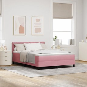 vidaXL Cama Box Spring com Colchão Rosa 140x200 cm Veludo