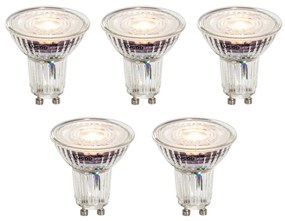 Conjunto de 5 lâmpadas LED GU10 50mm reguláveis transparente 4,9W 430 lm 2700K