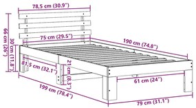 Estrutura de Cama Branca de Madeira Branca Madeira 75 x 190 cm